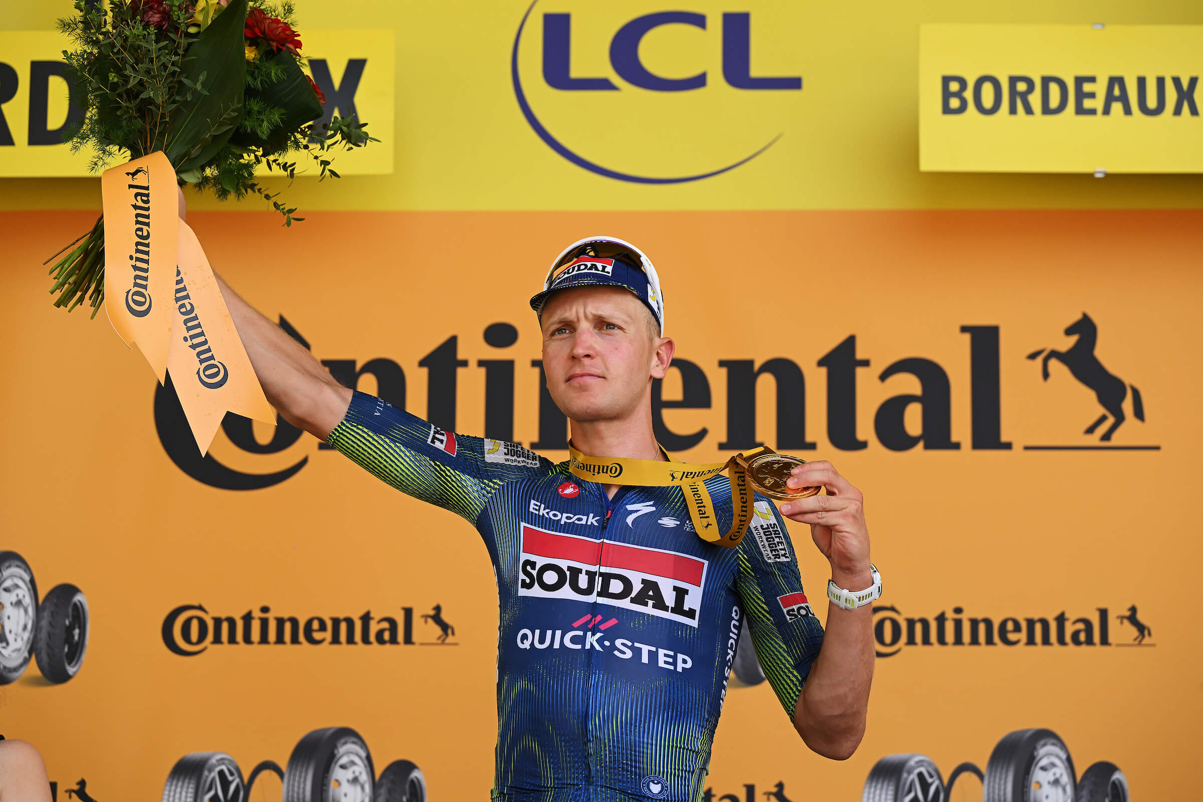 Soudal Quick-Step-renner Tim Merlier wint een Tour de France-rit